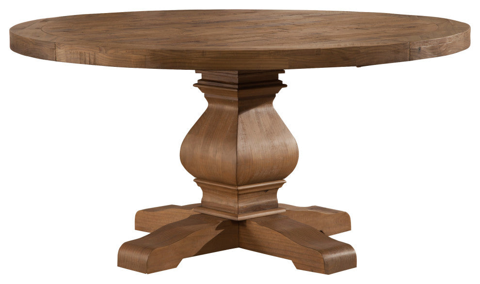 Kensington Round Solid Pine Dining Table, Reclaimed Natural