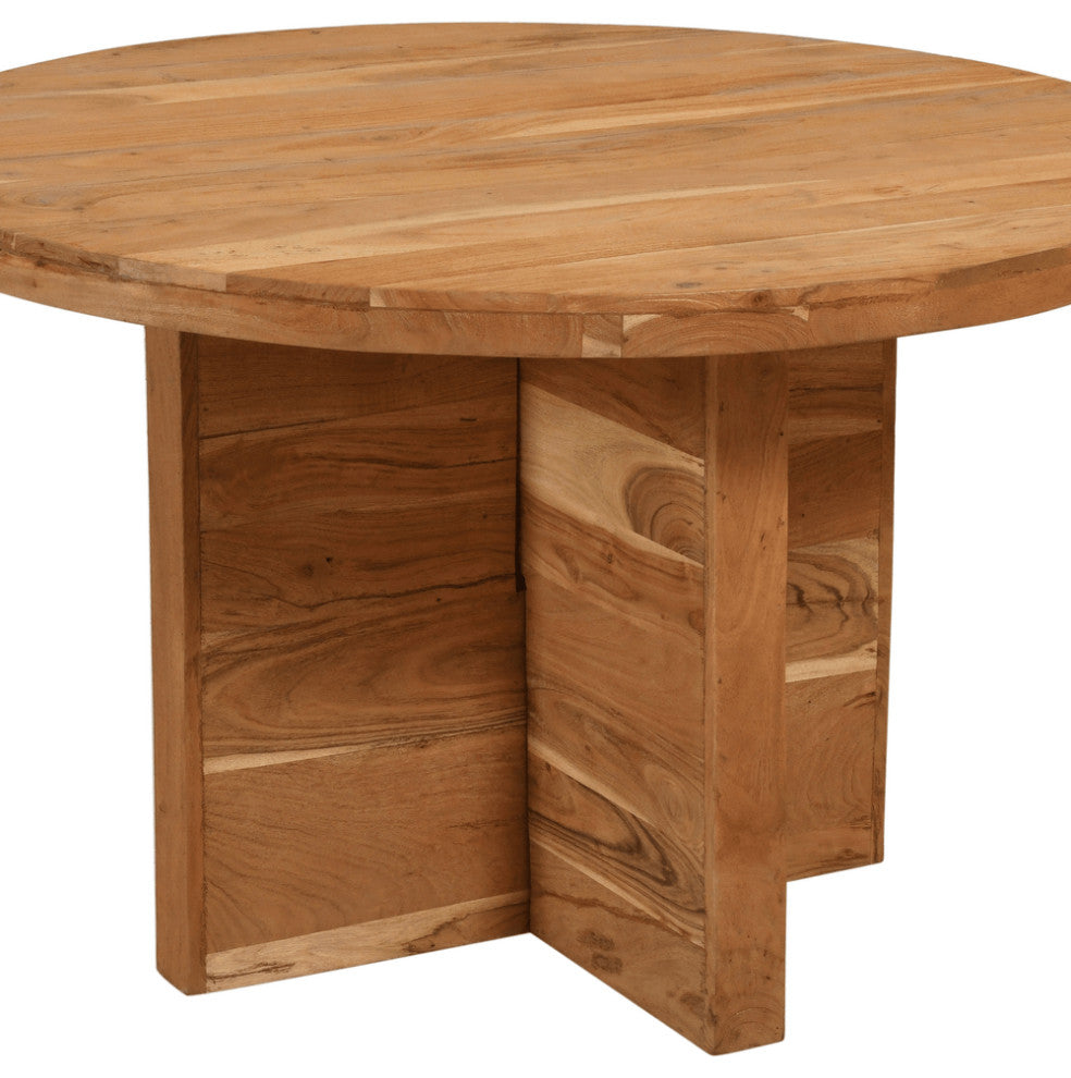 48" Natural Rounded Solid Wood Dining Table