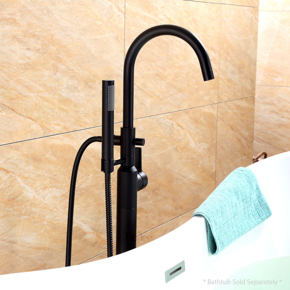 Luxier FTF01 Single-Handle Tub Filler Faucet with Hand Shower, Matte Black