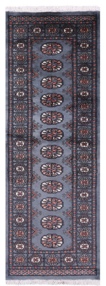 2' 1" X 6' 1" Runner Handmade Silky Bokhara Wool Rug - Q13828