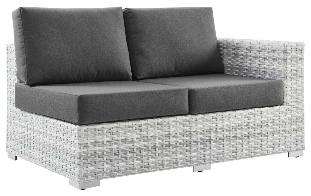 Lounge Loveseat Sofa, Rattan, Wicker, Gray, Modern, Outdoor Patio Bistro