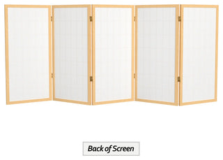 3' Tall Window Pane Shoji Screen, Natural, 5 Panels