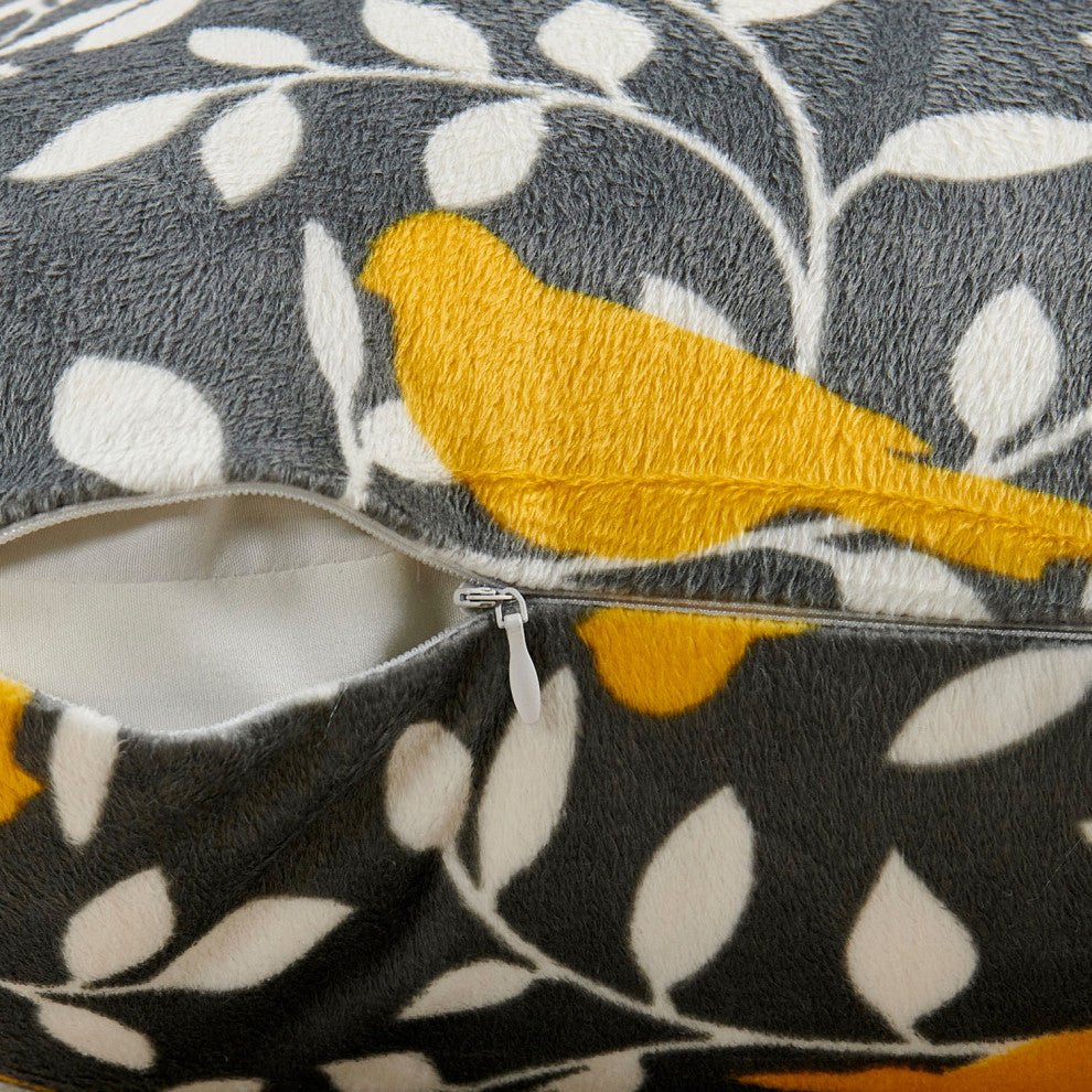 Canary Pillow Cover 2 Piece Set,Gray/Lemon, 26" X 26"