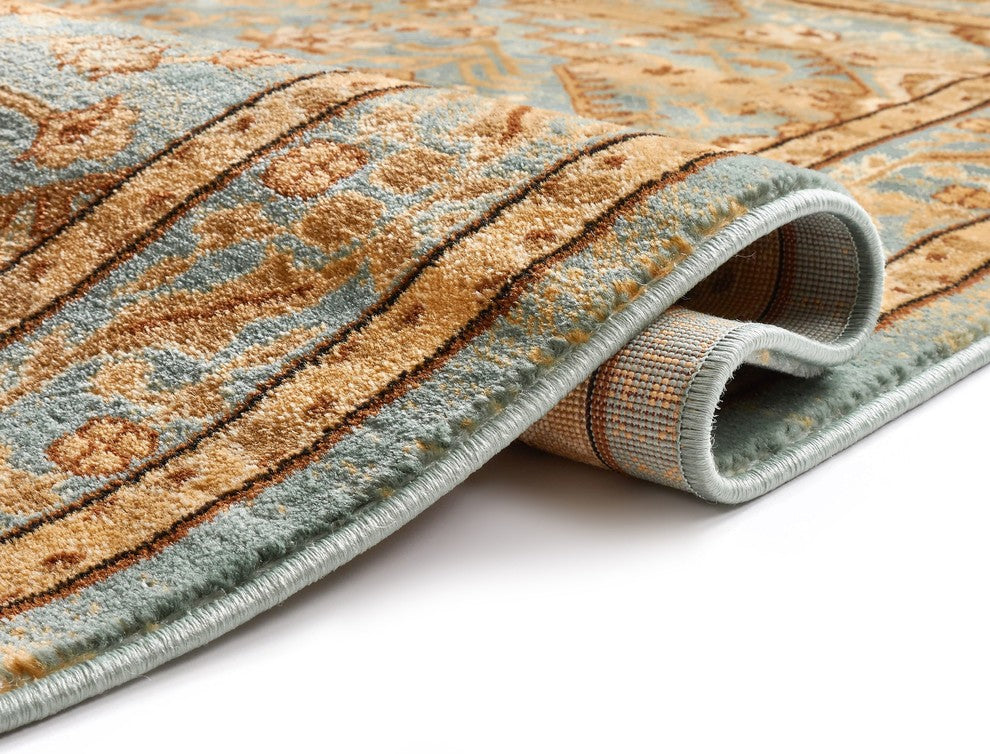 Well Woven Barclay Kaibab Traditional Medallion Light Blue Area Rug