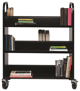 Hirsh Double-sided Mobile Metal 36" W x 7-1/2" D Book Cart Black