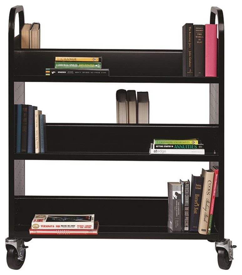 Hirsh Double-sided Mobile Metal 36" W x 7-1/2" D Book Cart Black