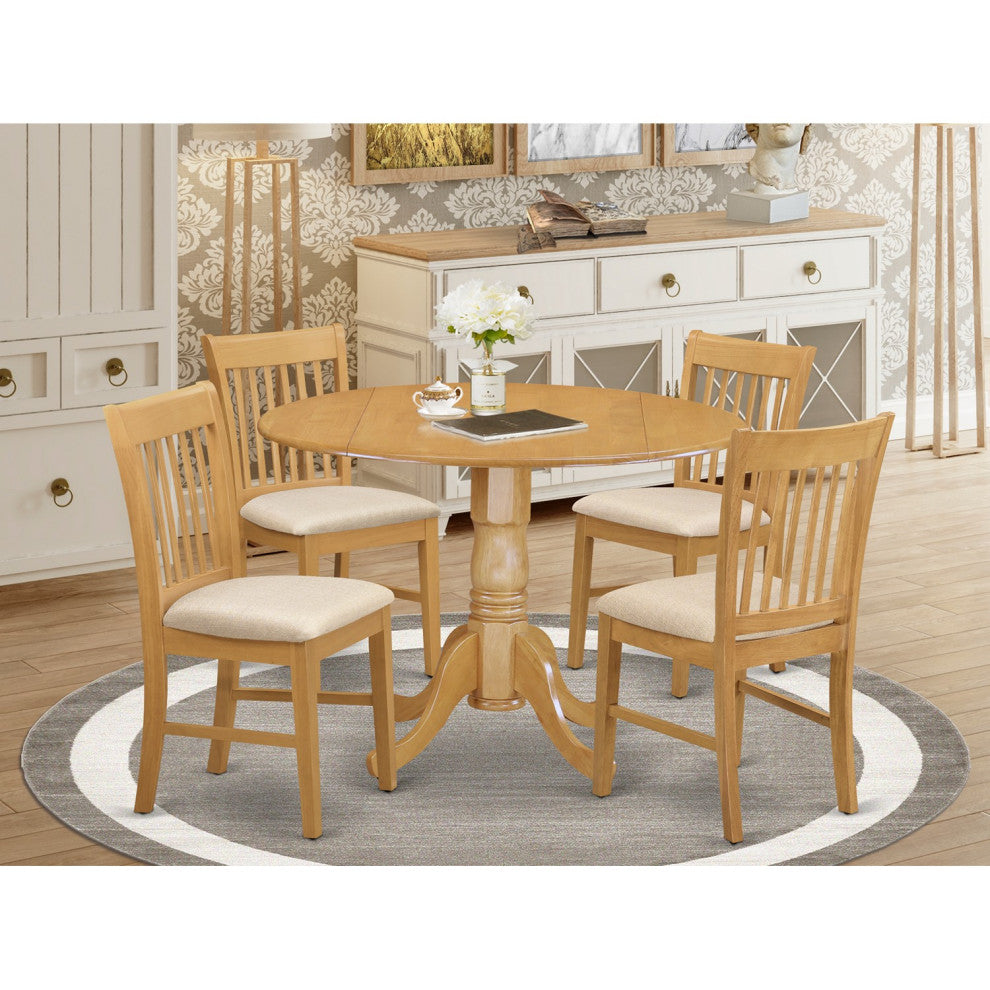 5 Pc Small Kitchen Table Set -Round Kitchen Table And 4 Dining Chairs