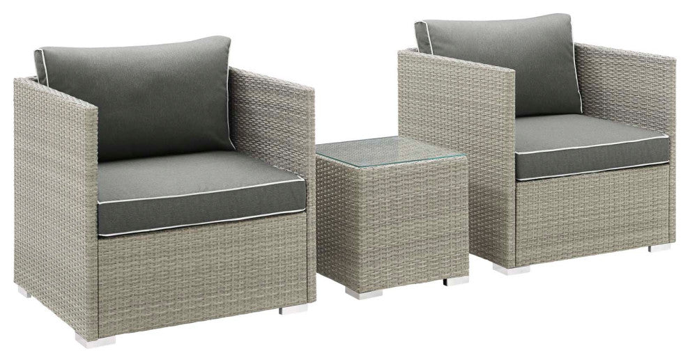 Repose 3-Piece Outdoor Sectional Set, Light Gray Charcoal