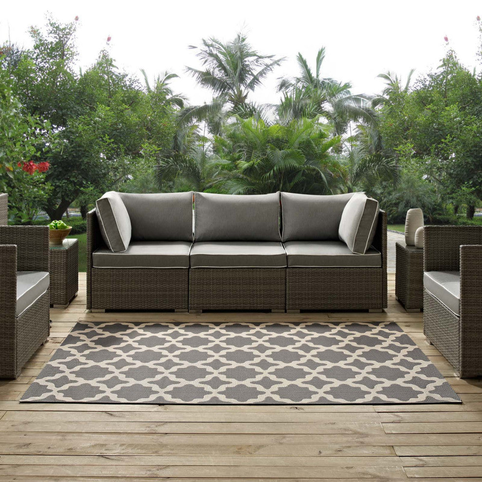 Area Rug Floor Carpet, Indoor Outdoor, Moroccan, Rectangular, 4x6, Gray Beige