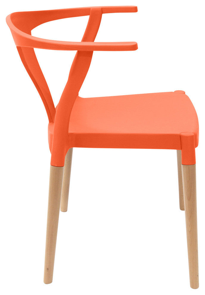 Icon Series Modern Dining Arm Chairs With Beech Wood Leg, Set of 2, Orange