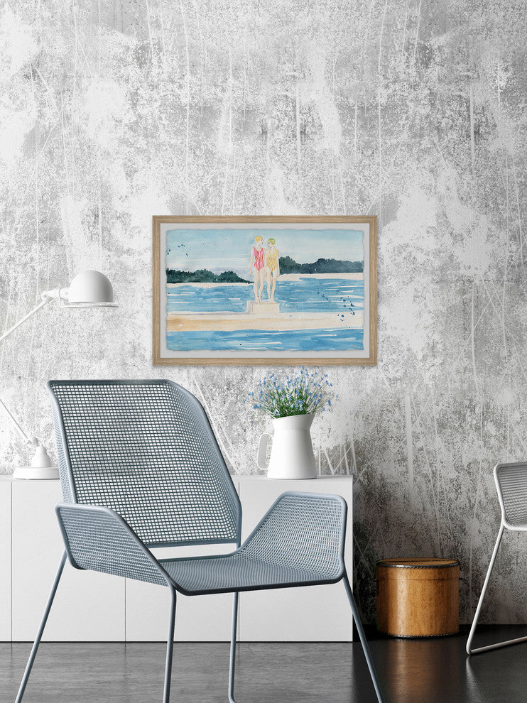 "Stripes Dive" Framed Painting Print, 30"x20"