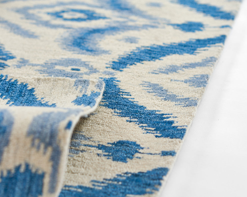 Momeni Leiden Hand Tufted Wool Blue Area Rug 5' X 8'