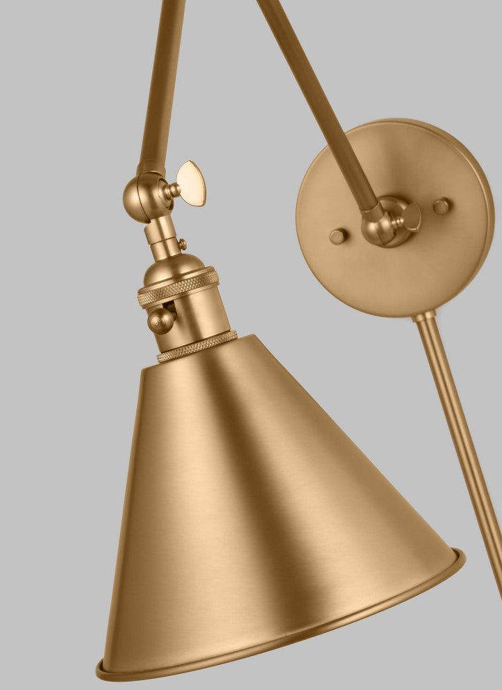 Salem Double Arm One Light Sconce, Satin Brass