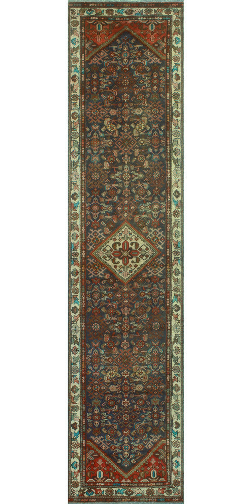 Fine Vintage Distressed Riya Navy/Ivory Runner, 2'11x13'7