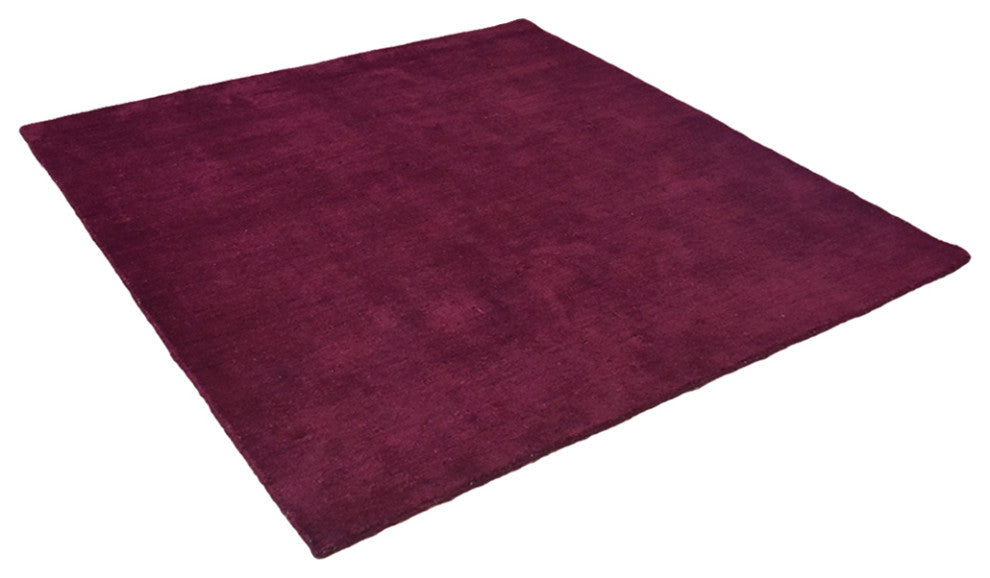 Hand Knotted Loom Silk Mix Area Rug Solid Dark Red, [Square] 10'x10'