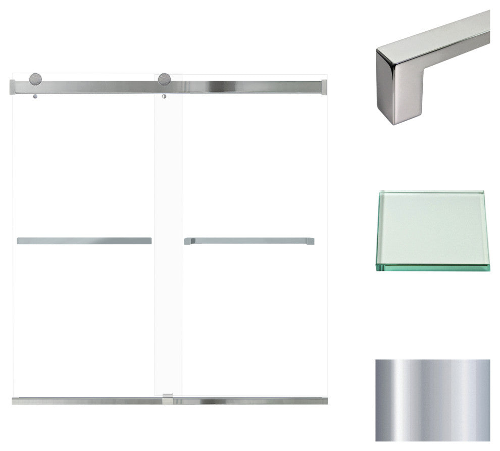 Transolid Brianna 60" W x 62" H Frameless Sliding Shower Door, Polished Chrome
