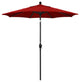 7.5' Black Push-Button Tilt Crank Aluminum Umbrella, Jockey Red Sunbrella