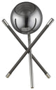 18" Silver Metal Globe Table Lamp With Black Globe Shade