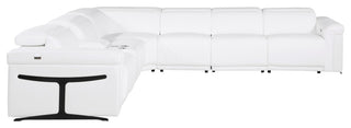 Giovanni 7-Piece 3-Power Reclining Italian Leather Sectional, White