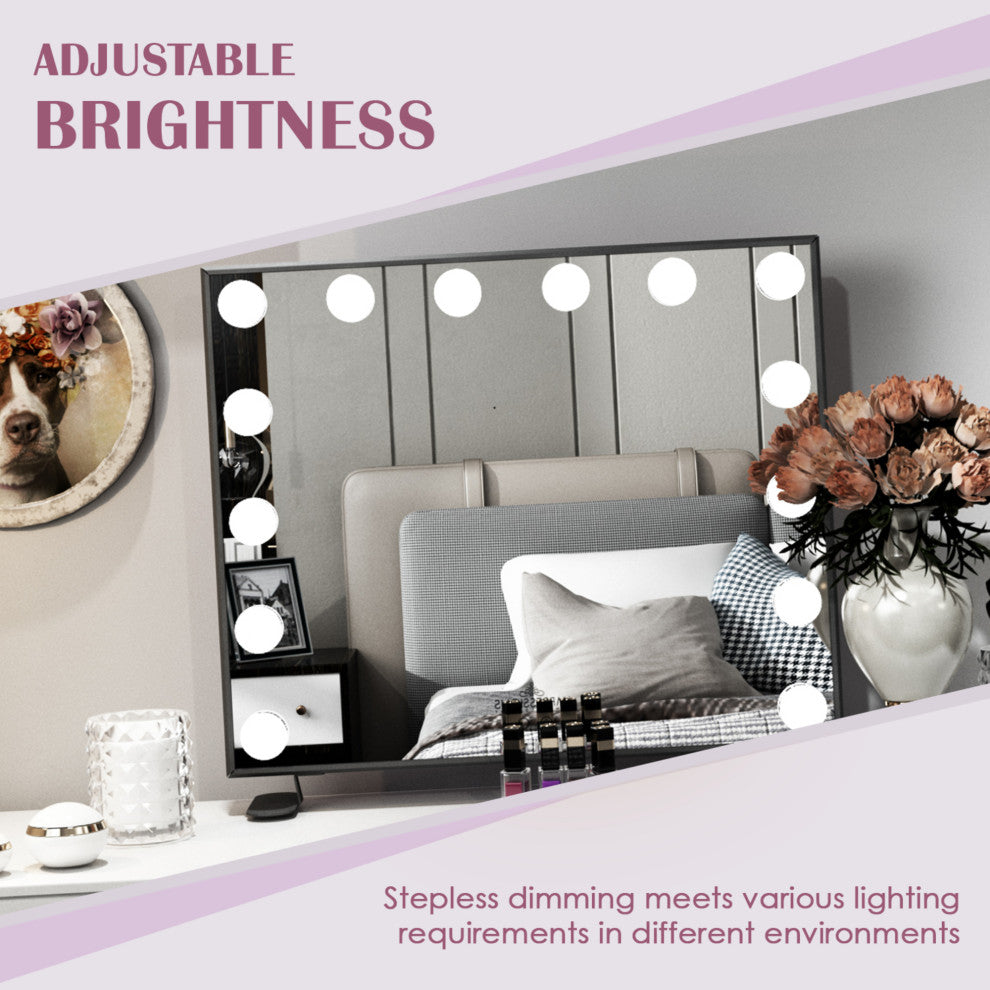 Hollywood Touch Duo Tone Wide LED Makeup Mirror, Black
