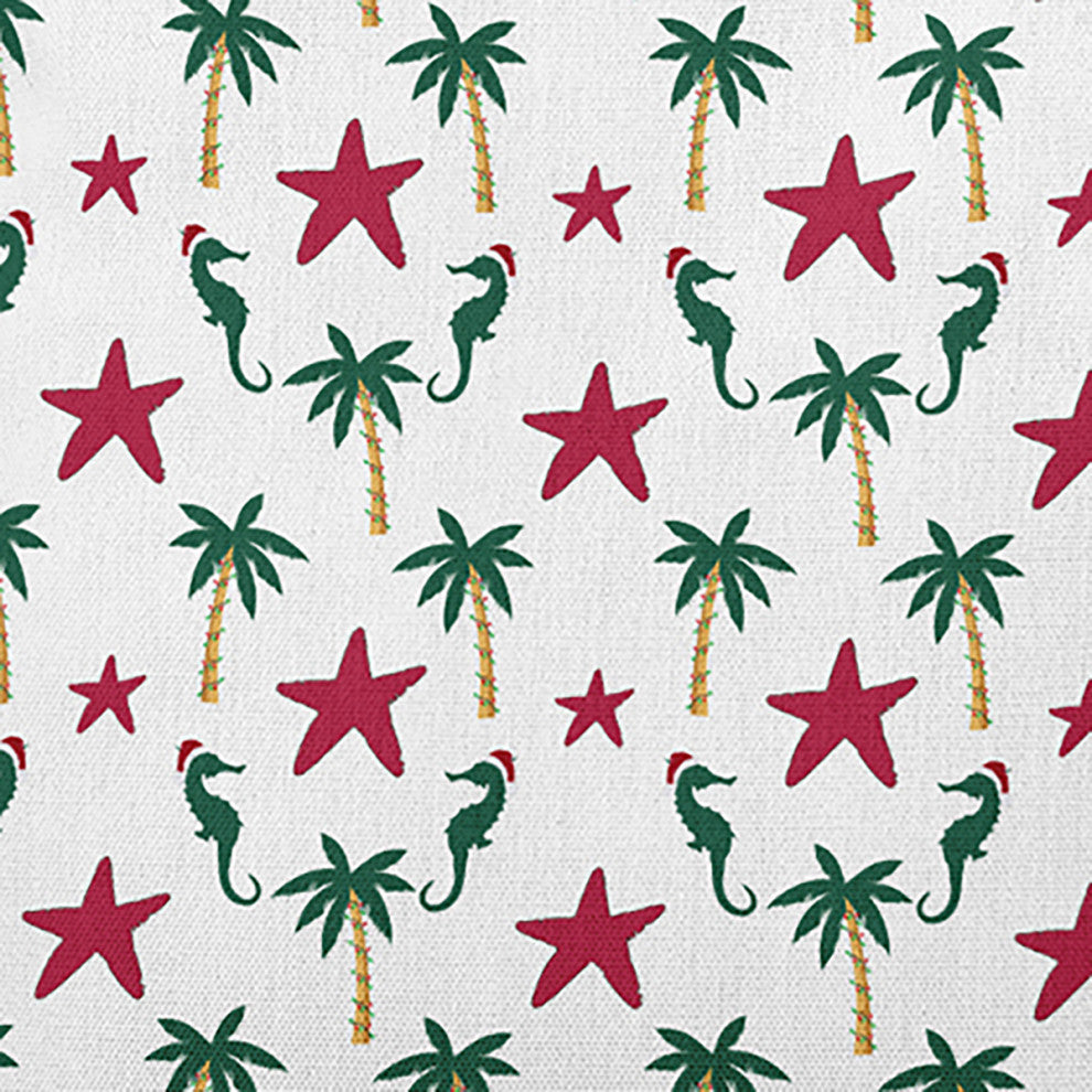 Christmas Beach Pattern Accent Pillow, Christmas Pink, 18"x18"