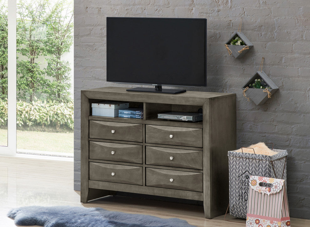 Marilla Gray 6 Drawer Chest of Drawers, 47"x17"x37"