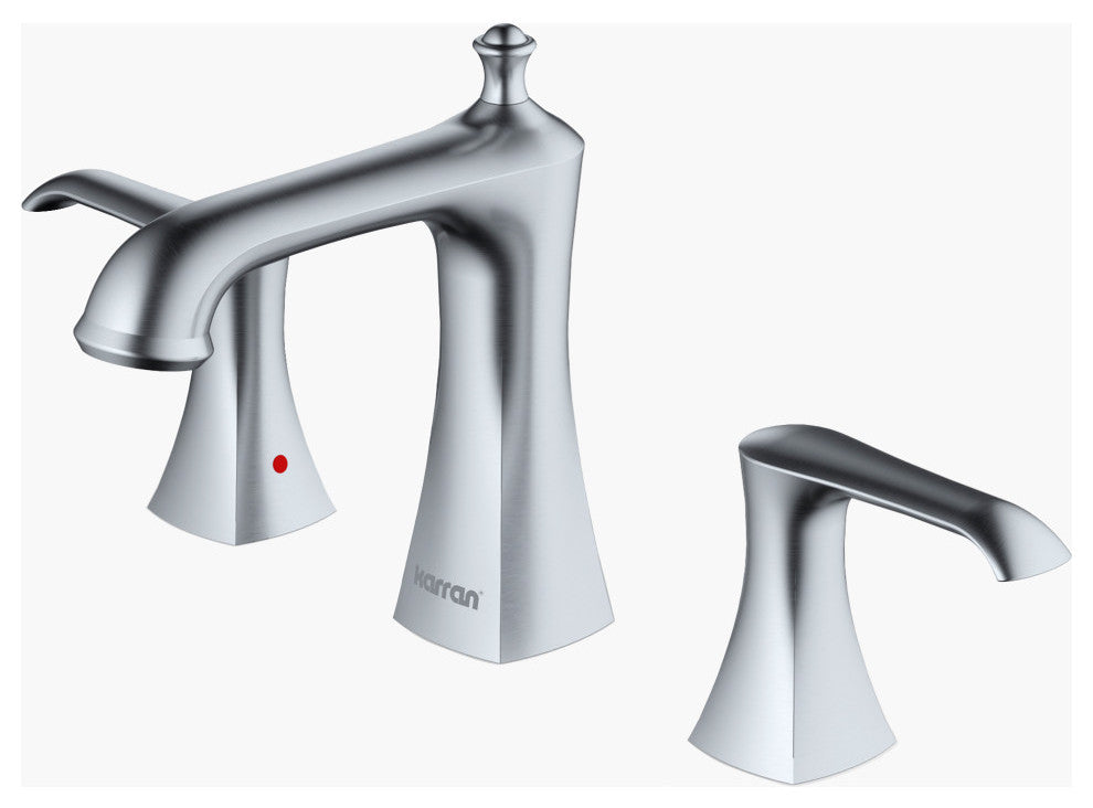 Karran 3-Hole 2-Handle Bathroom Faucet With Pop-Up Drain, Stainless Steel