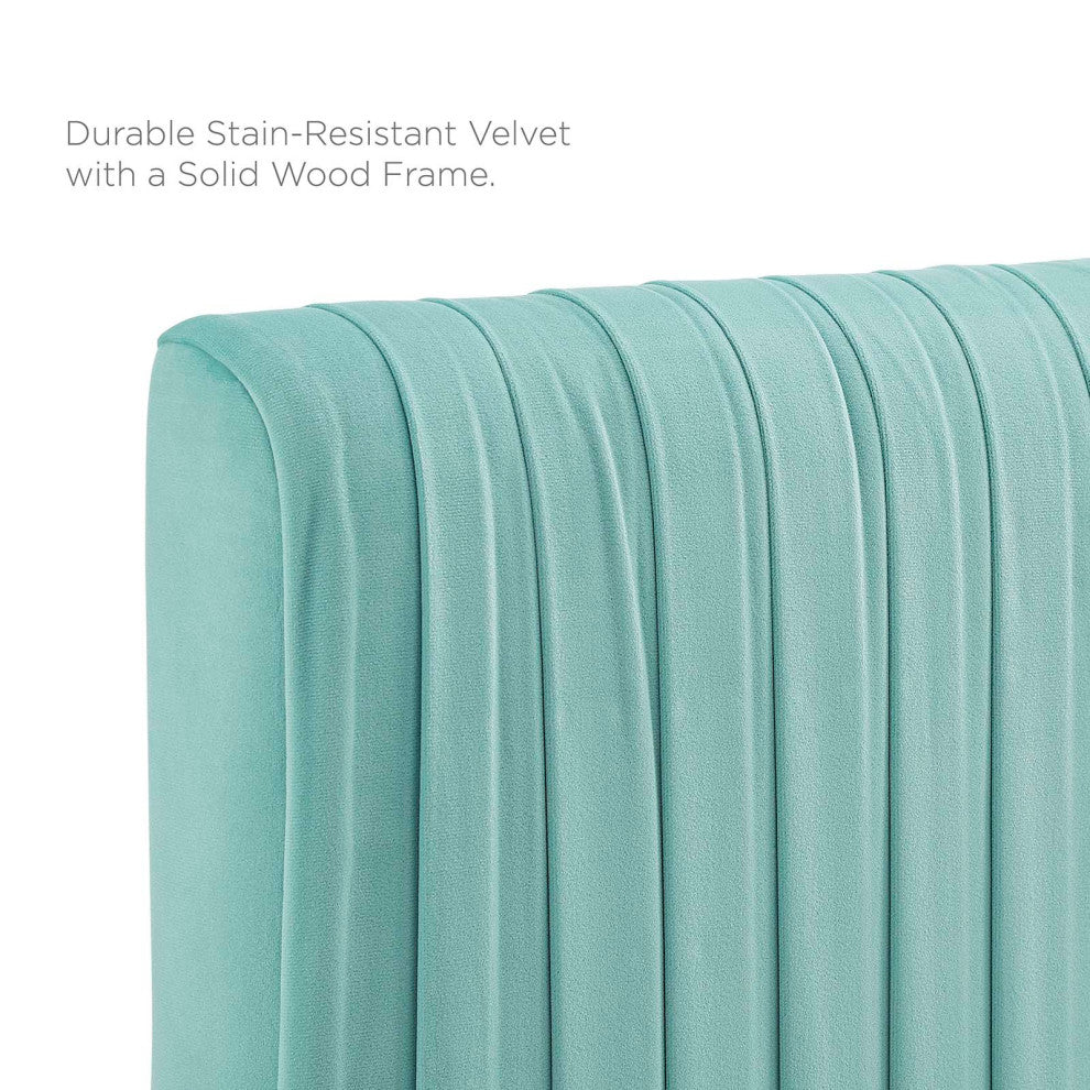Tufted Headboard, King Size, Velvet, Blue, Modern Contemporary, Bedroom Master