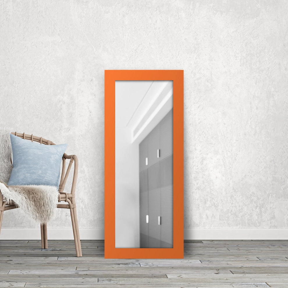 72"x30" Pop of Color Wall/Floor Mirror Art, Modern Orange