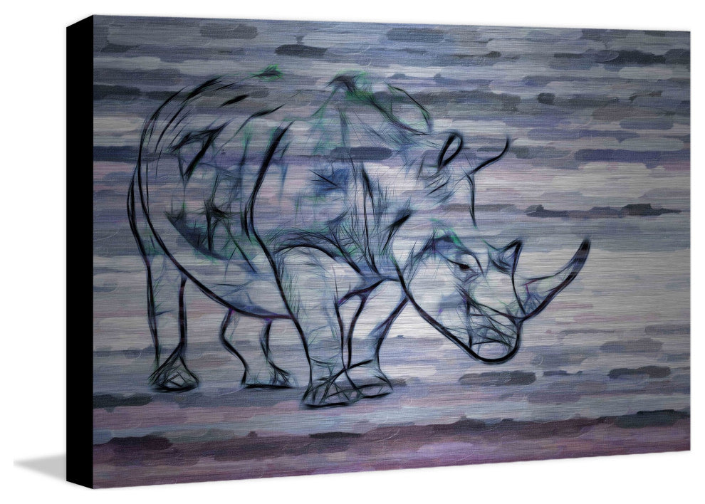 "Rhinoceros" UV Ink Print on Brushed  Aluminum, 45"x30"