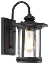 Cole Transitional 1 Light Textured Black Outdoor Wall Sconce 12" Height