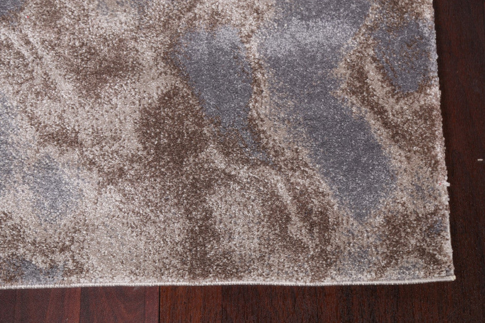 Turkish Abstract Brown Transitional Oriental Rug Contemporary Carpet 3x10