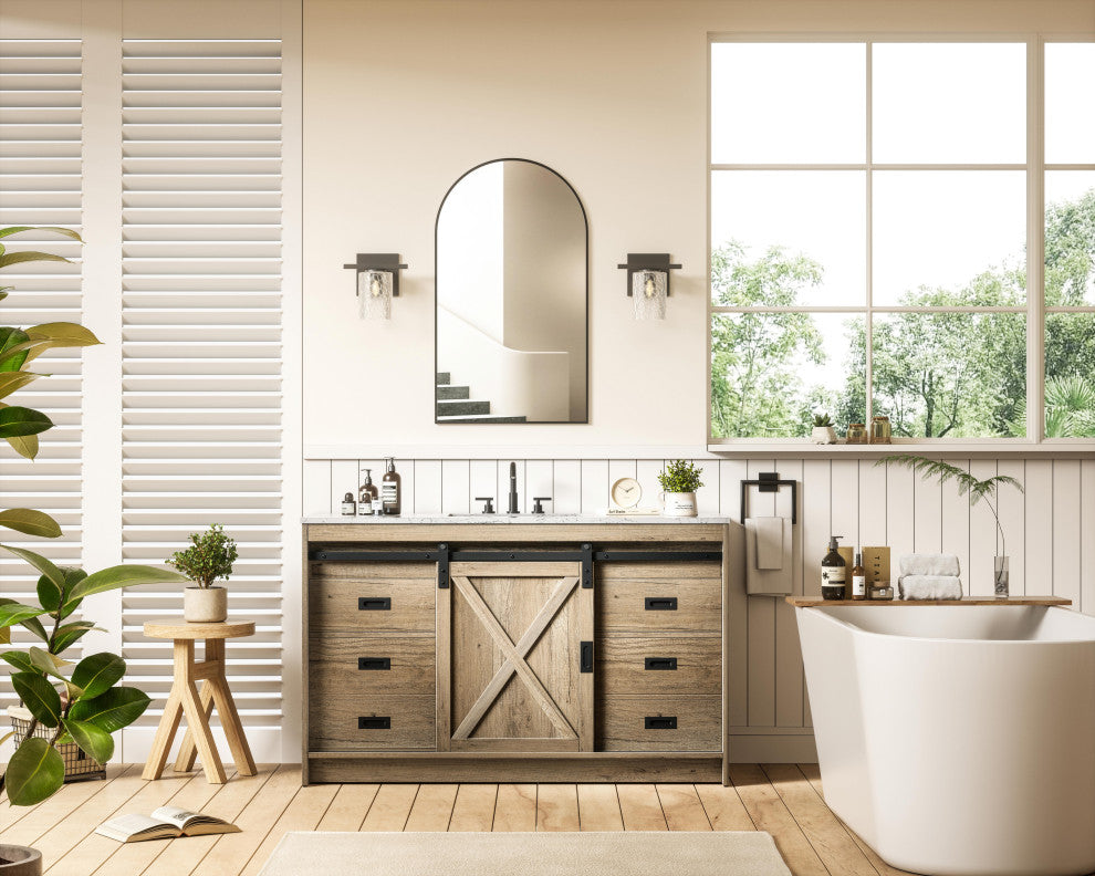 Home Living 54" Single Bathroom Vanity, Natural Oak