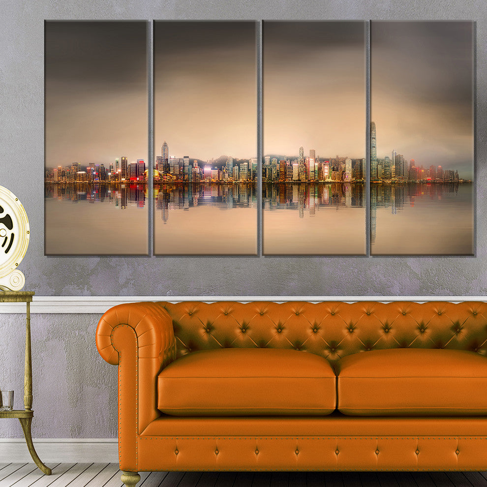 "Singapore Financial District Skyscrapers" Wall Art, 48"x28", 4-Panels