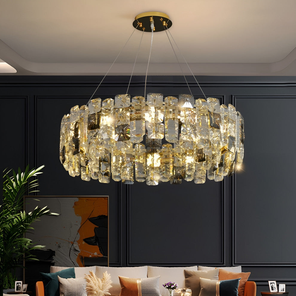Zambrone | Luxury Round Crystal Chandelier for Living Room, 8bulbs