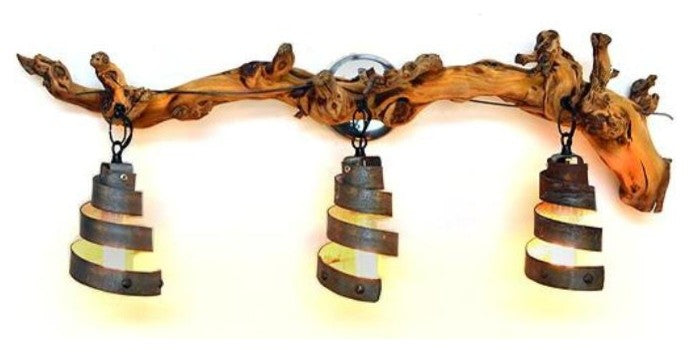 Grapevine and Wine Barrel Ring Vanity Light - Arneis - made from CA wine barrels