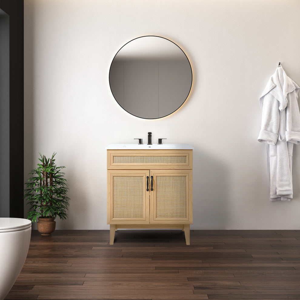 30" Modern Farmhouse 2-Shelf Bath Vanity Cabinet Only (Sink Basin not Included)