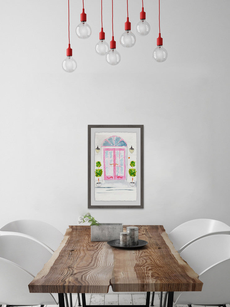 "Pink French Doors" Framed Painting Print, 24"x36"