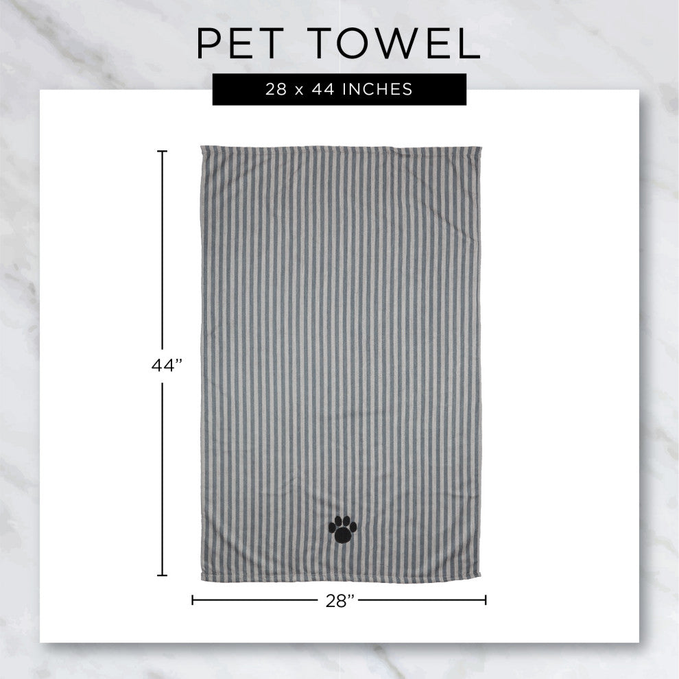 Hunter Green Stripe Embroidered Paw Pet Towel