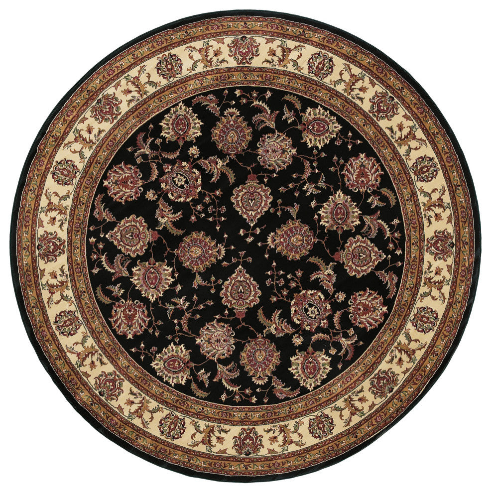 Aiden Traditional Vintage Inspired Brown/Ivory Rug, 8' Round