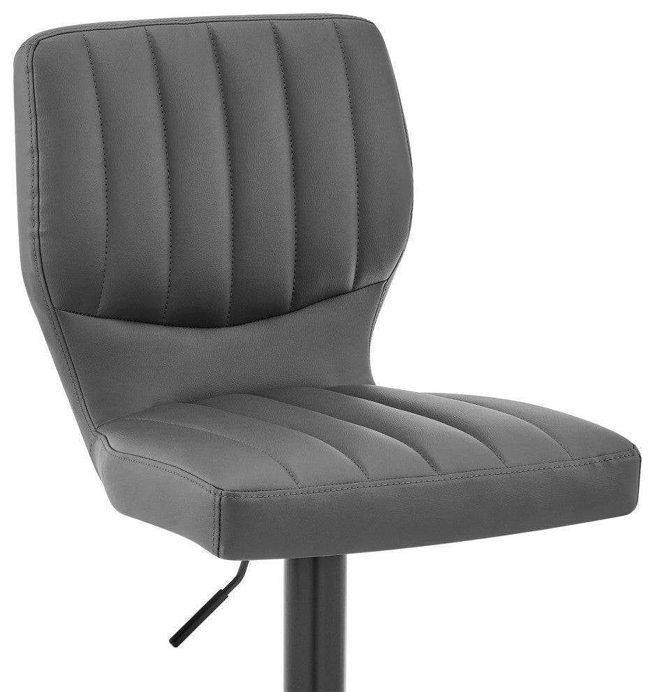 Bardot Adjustable Faux Leather Swivel Bar Stool, Gray