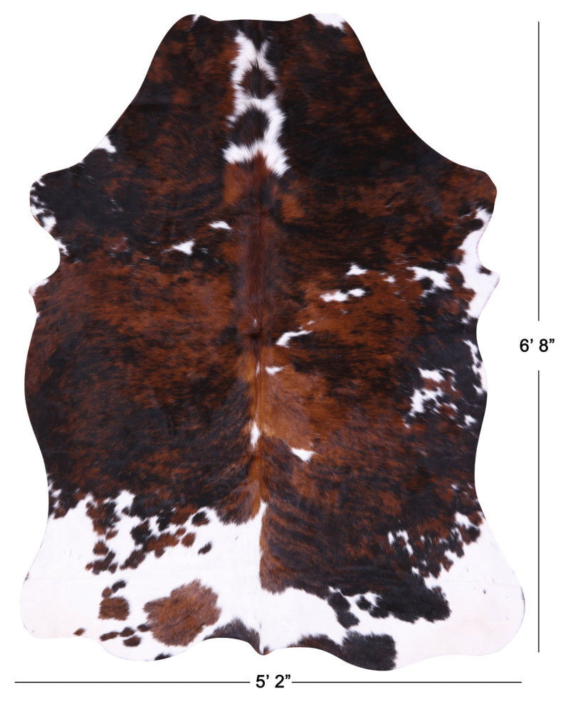 6' 8" X 5' 2" Tricolor Natural Cowhide Rug C2267