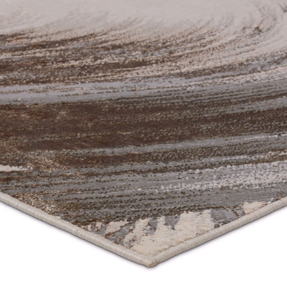 Zione Abstract Gray/ Brown Runner Rug 2'2"X8'