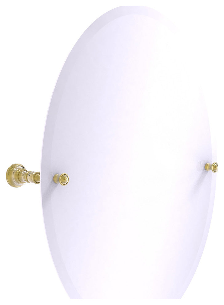Carolina Frameless Oval Tilt Mirror with Beveled Edge, Unlacquered Brass