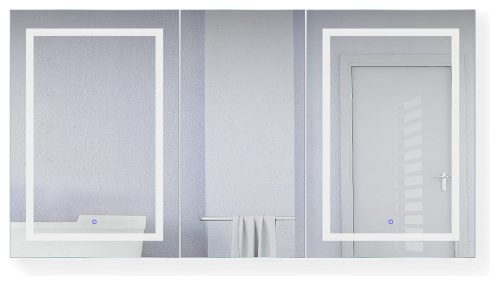 66x36 Recessed Or Surface Mount Medicine Cabinet 9 Shelves, LED, Llr