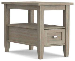 Warm Shaker Solid Wood 14" Rustic Narrow Side Table, Distressed Gray