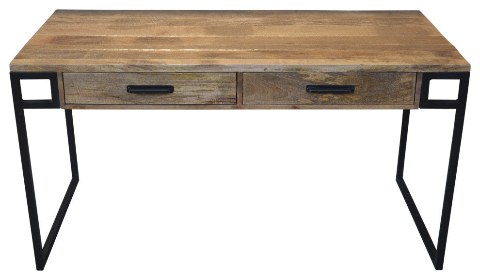 Anaheim Katy 2-Drawer Writing Desk in Modern Natural Finish on Solid Wood