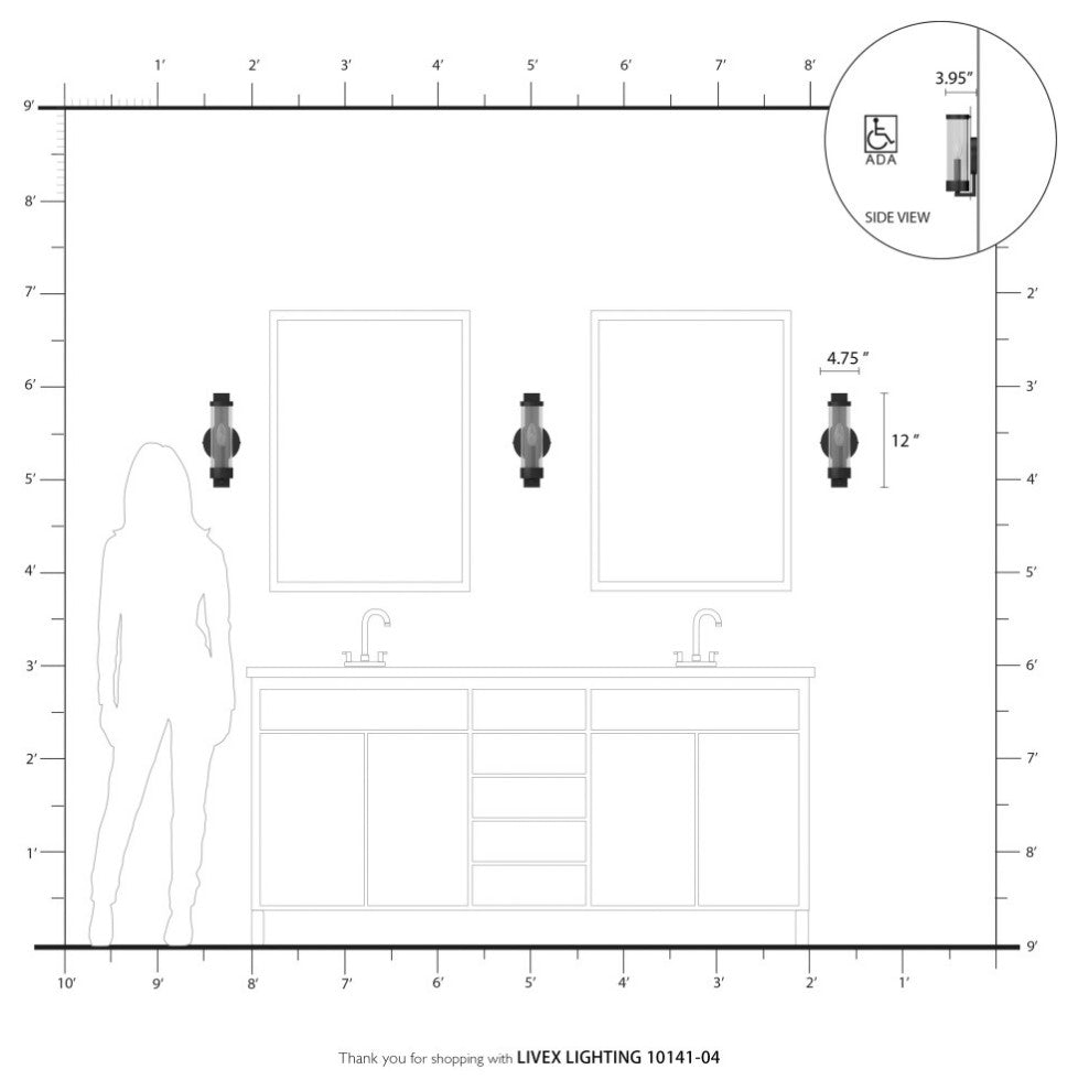 Castleton 1 Light Black With Brushed Nickel Candle ADA Single Sconce