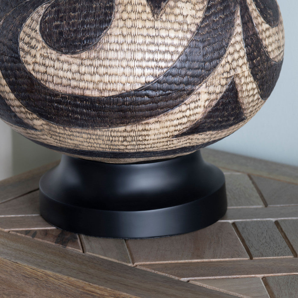 Ezekiel 3-Way Resin Table Lamp with Linen Oat Shade