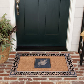 A1HC Rubber and Coir Maple Leaf, Heavy Weight Durable Doormat, 23"X38", Copper